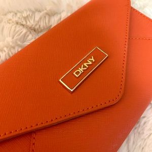 DKNY Orange Leather Flap Wallet